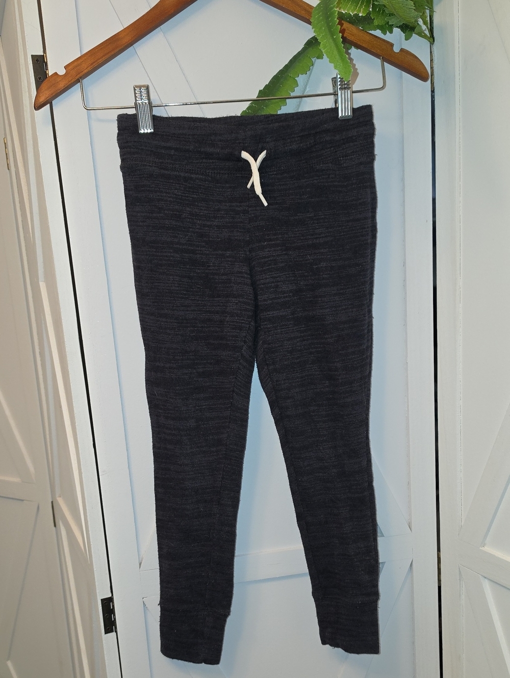 Old Navy Charcoal Black Knit Jogger Pants with White Drawstring